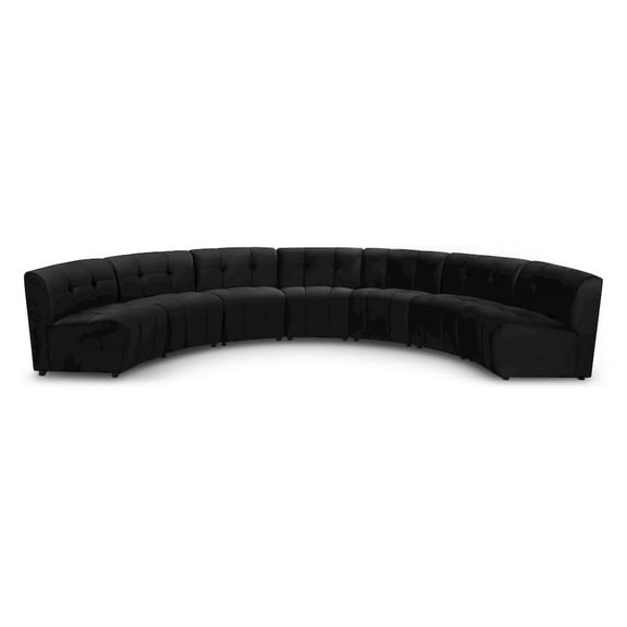 Meridian Furniture Limitless Black Velvet Modular 7 Piece Sectional