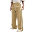thumbnail image 2 of YueHuiYing Men's Baggy Sweatpants Fashion Wide Leg Casual Sweat Pants Drawstring Stretch Joggers with Pockets, 2 of 7