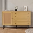 thumbnail image 1 of Resenkos Mid-Century Modern Wood Kitchen Buffet Sideboard, Entryway Serving Storage Cabinet, Oak, 1 of 10