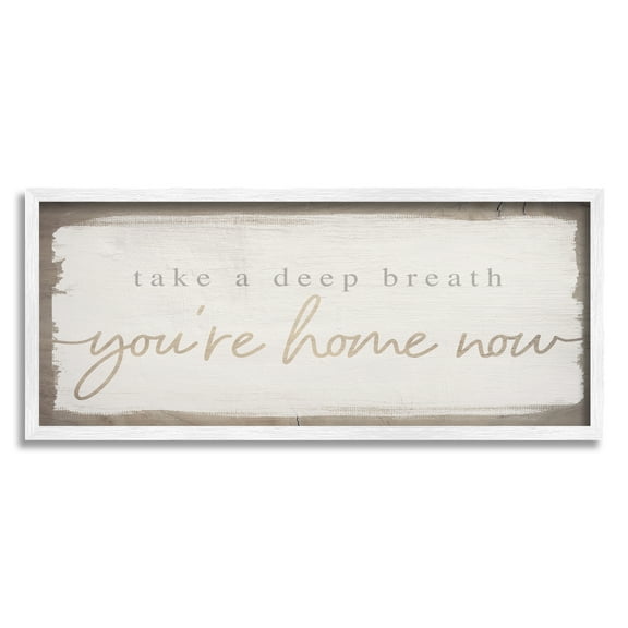 Stupell Industries You're Home Now Weathered Shabby Chic Sign Framed Wall Art, 24 x 10, Design by Daphne Polselli