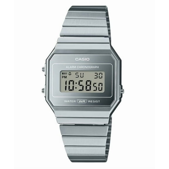 Casio Unisex 21mm Vintage Stainless Steel Silver Wristwatch, Silver, (A700WEV-7A)