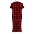 thumbnail image 5 of VBTAPA Womens Capri Pajama Sets 2 Piece Short Sleeve Sleepwear Plaid Lounge Pjs Set with Pockets Red XL, 5 of 7