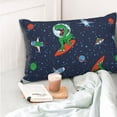 thumbnail image 4 of Fotbe Dinosaur Astronaut Space Surfing Funda de Almohada Decorativa Estilo Occidental, Lujo en Algodón, Fundas para Almohadas King, Cojín Estampado para Decoración del Hogar-14"x20", 4 of 6