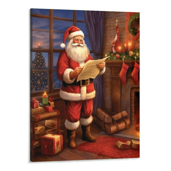 Creowell Christmas Tree, Santa Claus Canvas Art Poster And Wall Art Picture Print Modern Family Bedroom Decor Posters 16x20 Inch