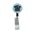 thumbnail image 1 of Snowflake Black Pug Retractable Badge Reel, 1 of 1
