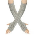 thumbnail image 2 of Extended Fingerless Gloves with Long Sleeve for Women Men Knit Warm Wrist Warmers Arm Warmers Cold Weather, 2 of 4