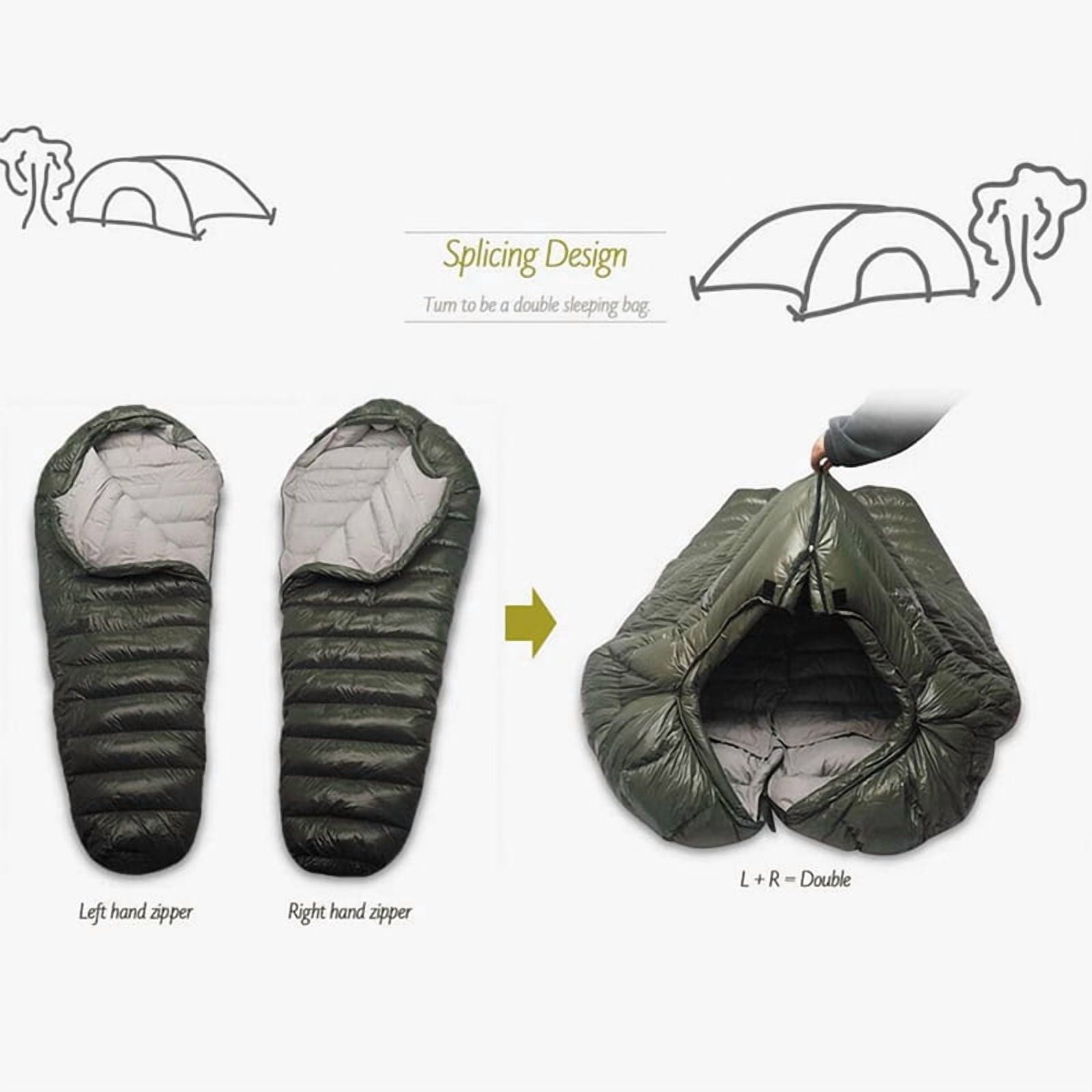 Outdoor Down Sleeping Bag Winter Warm and Waterproof Outdoor Sleeping Bag Camping Travel Down Sleeping Bag
