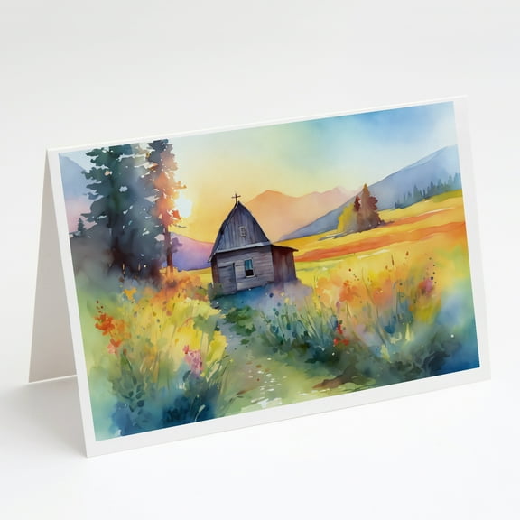 Montana Bitterroot in Watercolor Greeting Cards and Envelopes Pack of 8 7 in x 5 in