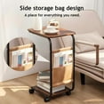 thumbnail image 5 of Double Layer C Shaped Side Table with Wheels, 360° Rotatable Mobile Sofa Bedside Table, Sturdy Metal Frame Space Saving Home Coffee Table, 5 of 9
