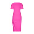 thumbnail image 4 of QIPOPIQ Robes pour Femmes Longue Robe Fluide à Volants Manches Courtes Tendance Col Rond Trou Robe d'Été Décontractée Robes Aguichant Jupe Longue 2023 Offres, 4 of 5