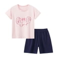thumbnail image 1 of felwors Pyjamas Filles Ensembles Pjs Enfants Été Manches Courtes Vêtements de Nuit (Violet, 11-12 Ans), 1 of 8