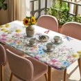 thumbnail image 3 of Wildflowers Table Cloths for 4 Foot Rectangle Tables, Farmhouse Country Dragonfly Butterfly Floral Patio Waterproof Elastic Fitted Tablecloths, Washable Rectangular Table Cover for Camping, 3 of 8