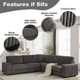 thumbnail image 3 of FURNINEST 110" Sectional Couch for Living Room, Oversized L-Shaped Corduroy Modular Corner Sofa with Storage Spaces, Deep Seats, USB Type C Charging Port & Cup Holder, Gray, 3 of 13