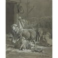 thumbnail image 3 of Charles Emile Jacque 12x14 Black Modern Framed Museum Art Print Titled - Sheep in a Manger, 3 of 5