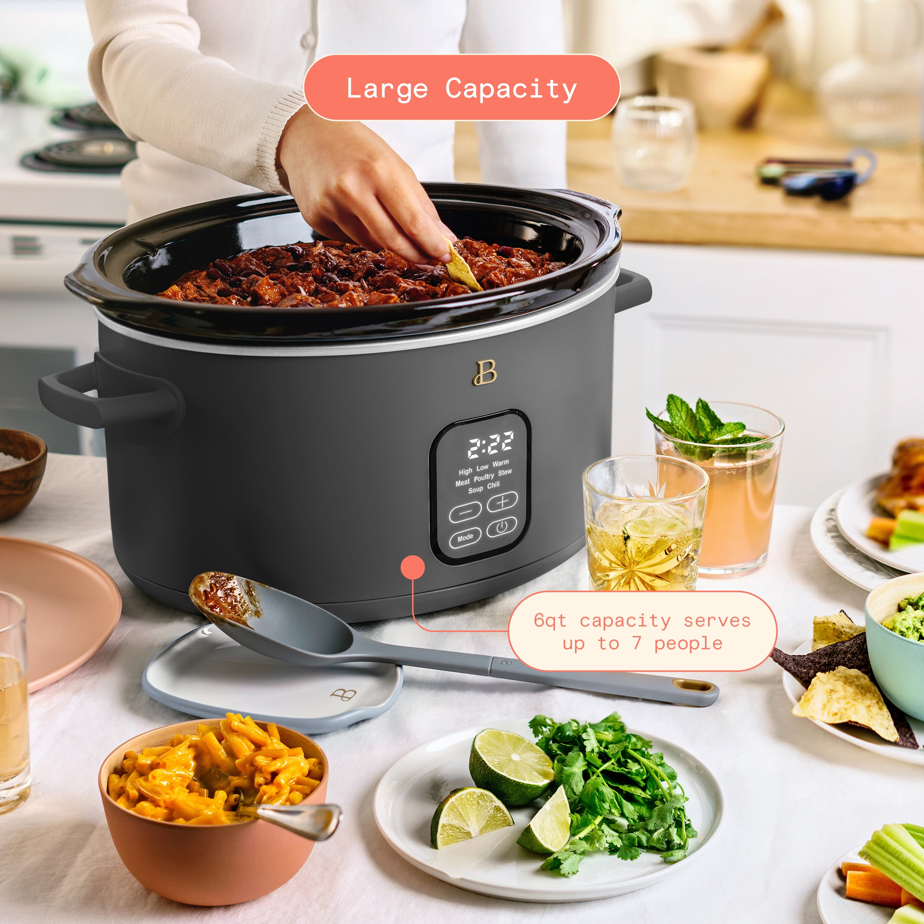 Beautiful 6 Qt Programmable Slow Cooker, Oyster Grey by Drew Barrymore