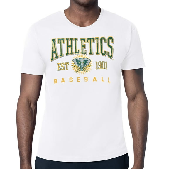 Men's Starter White Oakland Athletics Distressed Logo T-Shirt