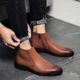 thumbnail image 3 of Botas Chelsea informales para hombre, botines de cuero hechos a mano para hombre, botas Chelsea básicas cortas con cremallera alta de estilo británico Retro para hombre, 3 of 5
