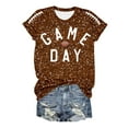 thumbnail image 4 of Women's Game Day Shirts Funny Sequin Football Hearts Graphic Short Sleeve Tops Summer Trendy Crew Neck Casual Workout Tees Z004-Brown S, 4 of 5