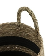 BHG 11 Black & Natural Striped Rush Basket with Handles