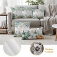 thumbnail image 6 of Green Pumpkin Outdoor Waterproof Pillow Covers, Thanksgiving Eucalyptus Leaves Wood Grain Decorative Square Throw Pillowcase Sofa Cushion Sham for Patio/Couch/Chair, 24"x24" 2 Pack, 6 of 8