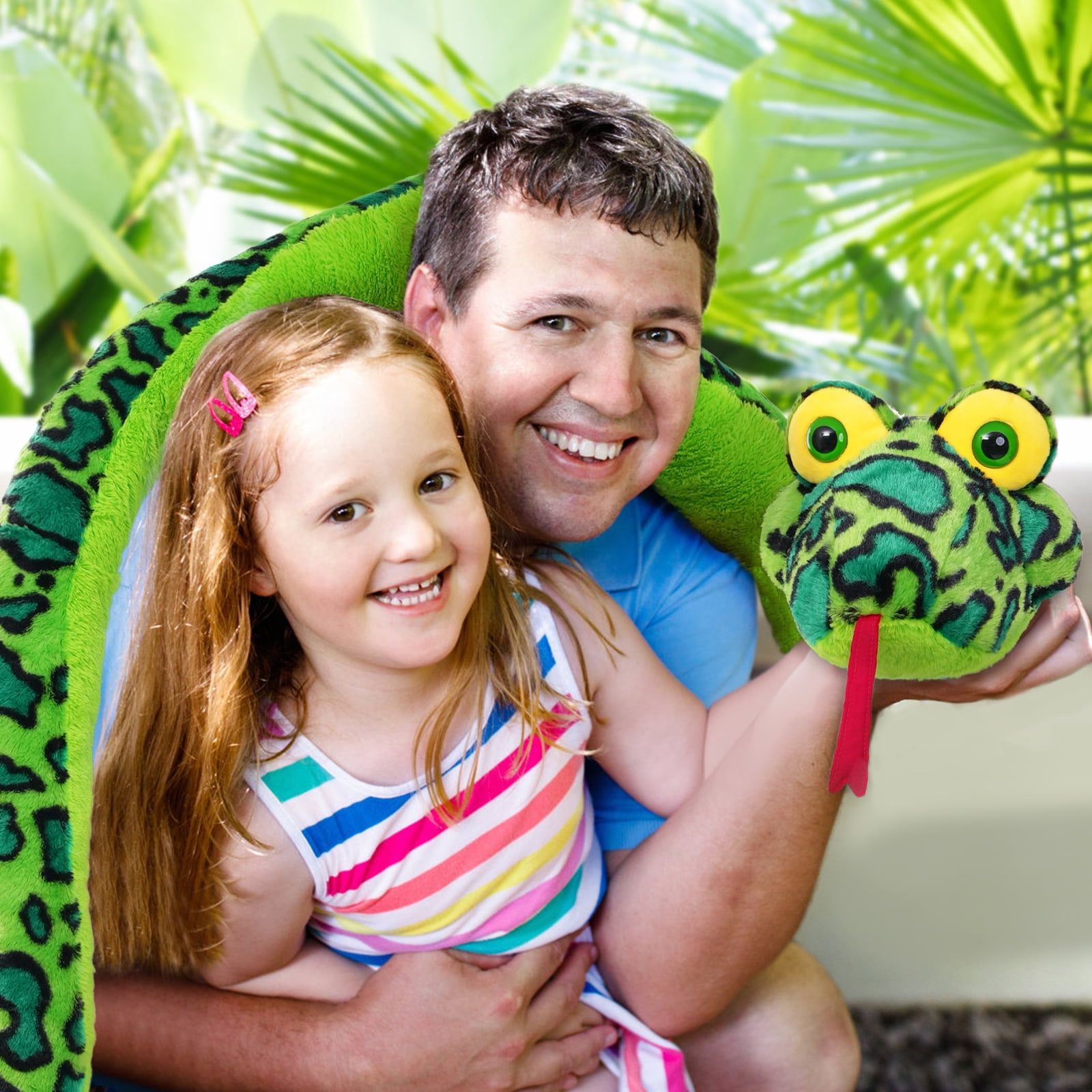 Muiteiur 98'' Giant Snake Stuffed Animal Green Boa Constrictor Snake Plush Toy