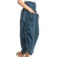 thumbnail image 3 of Sakkas Loore Womens Wide Leg Gaucho Pants Cotton with Pockets and Smock Waist - Steel Blue - One Size Plus, 3 of 5