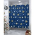 thumbnail image 4 of Christmas Shower Curtain Gold White Snowlfake Shower Curtains for Bathroom Decor Blue Background Christmas Decoration Bath Curtains Sets with Hooks Waterproof, 36x72 in, 4 of 6