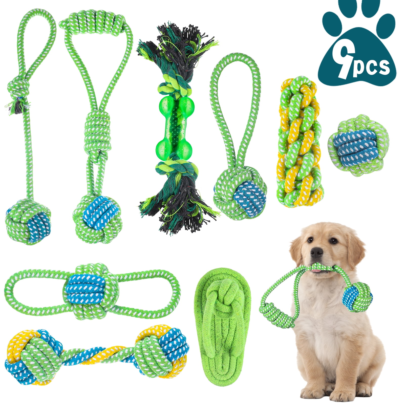 Prdigy 9 PCS Dog Rope Toys for Small Medium Dogs, Indestructible Dog