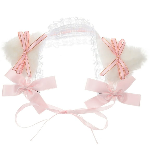 Soimiss Glitter Headbands Cat Ears Headband Pink Cloth Lolita Party Headdress 1Pack