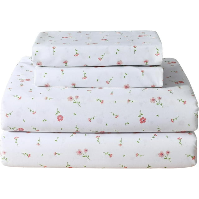 Twin Size Sheet Set Paisley Printed Bed Sheets for Single Bed Piece Microfiber Fitted Sheet with ” Deep Pocket & Straps Patterned Bedding Sheets & Pillowcase Set