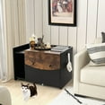 thumbnail image 2 of Gymax Meuble Cache-Litière pour Chat avec Tiroir Coulissant, Porte Rabattable, Roulettes, Intérieur, Noir, 2 of 10