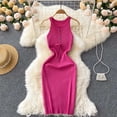 thumbnail image 4 of Antinious Womens Dresses for Party,Ladies Casual Beach Dress,Holiday Dresses for Women Solid Camis Sleeveless Round Neck Dress,Hot Pink,M, 4 of 5