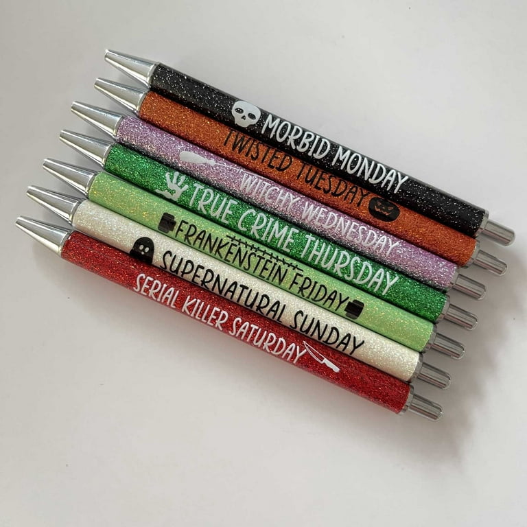 Daily Pens, Weekday Custom Pen, Weekday Cuss Words, Pen Set, Funny Gift,  Teacher Appreciation Gift, Funny Pen Set, Glitter Pens 