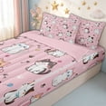 thumbnail image 3 of meiyoeat Pink Kawaii Cat Zipper Full Size Comforter Sets with Fitted Sheet and 2 Pillowcases for Kids Girls, Cute Kitten Animal Zipper Bedding Set, Pink ReversibleG, 3 of 6