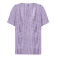 thumbnail image 4 of Women's Vintage Striped Print V Neck T-Shirt, Button Detail Short Sleeve Casual Blouse, Summer Relaxed Fit Casual Tee Top for Women Daily Wear 06-Purple M, 4 of 5