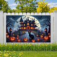 thumbnail image 5 of Halloween Theme Haunted House Design Spooky Black Cat Jack O Lantern Banner for Halloween Party Decoration Outdoor Indoor, 5 of 9