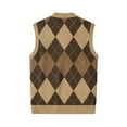 thumbnail image 5 of Resicozy Mens Plaid Sweater Vests V-Neck Sleeveless Fashion Casual Cardigan Vest Fall Winter Tank Top Coffee S, 5 of 7