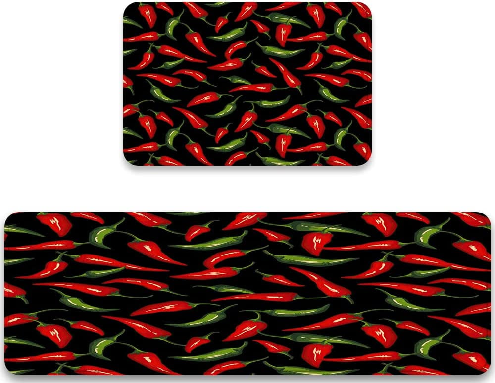 Chili Pepper Kitchen Rug Sets 2 Pieces Chili Peppers Comfort Mat