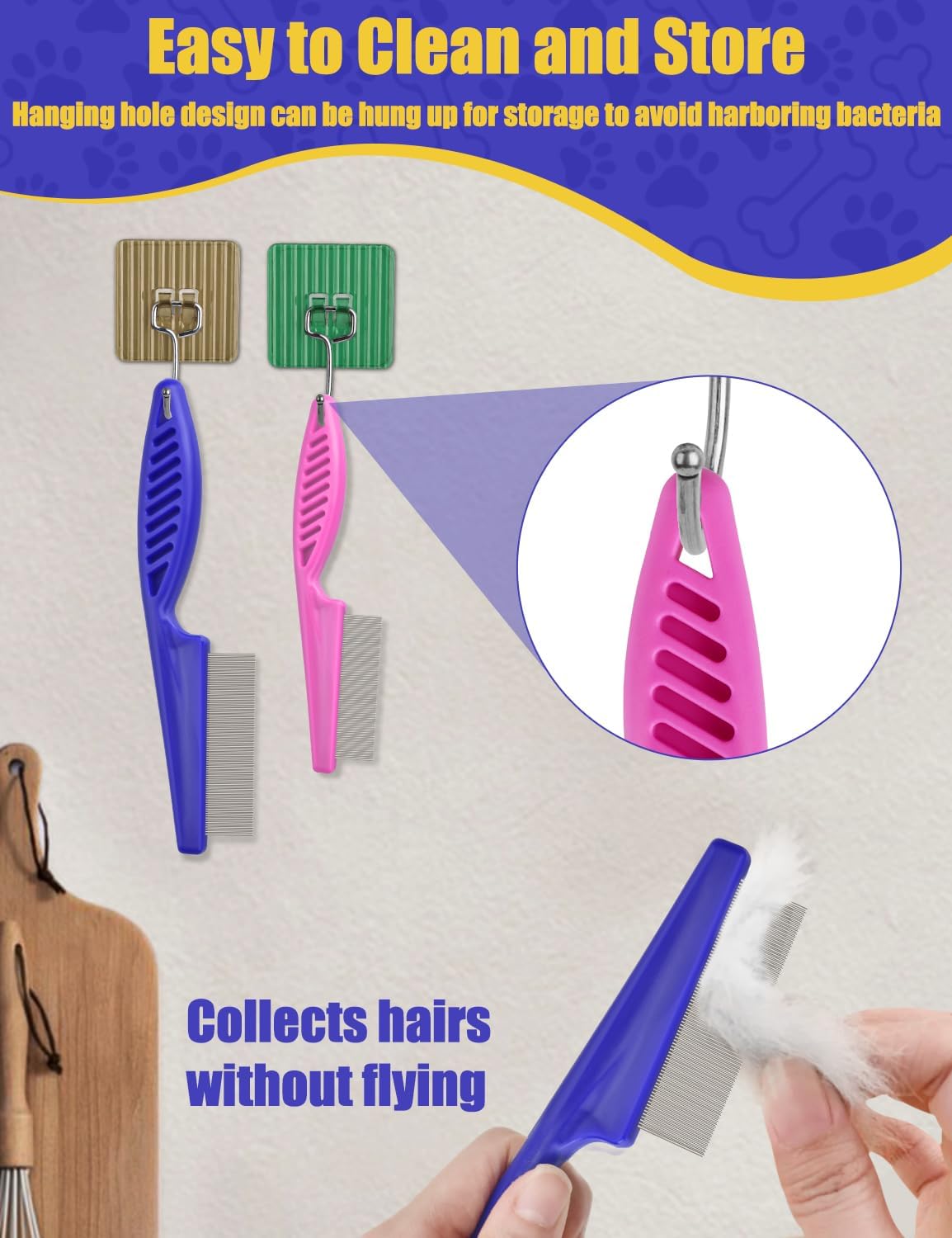 Tick Comb Pet Touch Cat Flea Comb Set (Pink) – Gentle Combs For ...