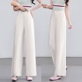 thumbnail image 1 of Pantalones Finos de Verano para Mujer de Pierna Ancha, Corte Recto, Blancos, 1 of 6
