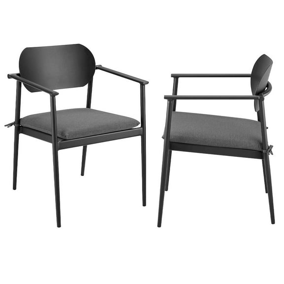 Aeris Dining Armchair Set of 2 in Charcoal