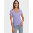 thumbnail image 3 of Women's T Shirts Short Sleeve Scoop Neck Basic Going Out Tops Fashion Slim Fit Tee, 3 of 6