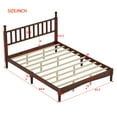 thumbnail image 4 of Euroco Wood Retro Style Queen Size Platform Bed with Slats for Living Room, Walnut, 4 of 8
