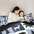 thumbnail image 5 of Feelyou Farmhouse Moose Bear Full Size Comforter Sets, Retro Blue Stripes Buffalo Bedding Comforter Set, Rustic Tree Botanical Reversible Bedding Sets, Luxury Bedroom Decor, 3pcs, 5 of 8