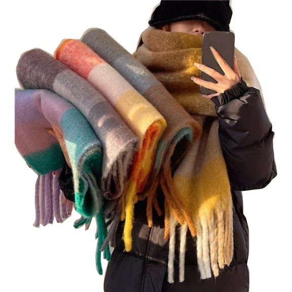 Aellinatey Winter Fall Scarf Warm Soft Large Blanket Classical Tassels Plaids Scarfs