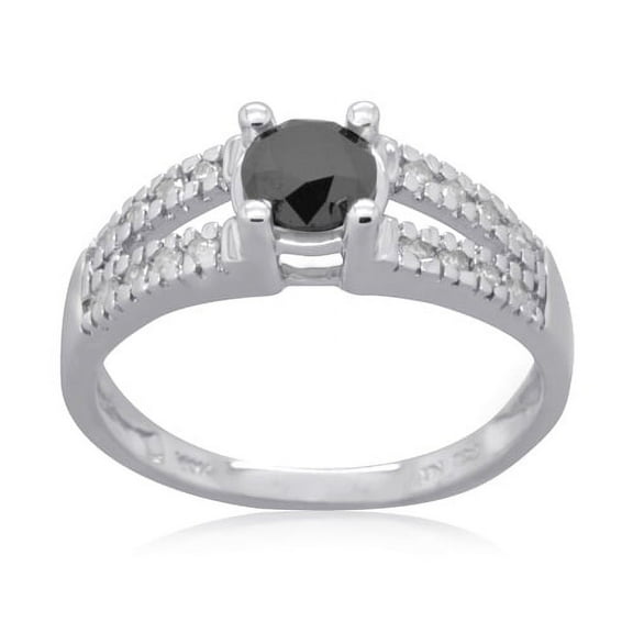 10K White Gold 1.00 CTTW Black & White Diamond Ring