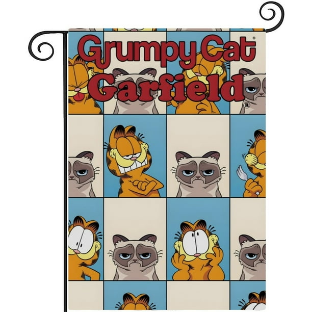 Gato Gruñón -bandera de jardín temática. Regalo perfecto para fans, amigos y familiares, ideal para actividades al aire libre y decoración de fiestas.28CM*45CM