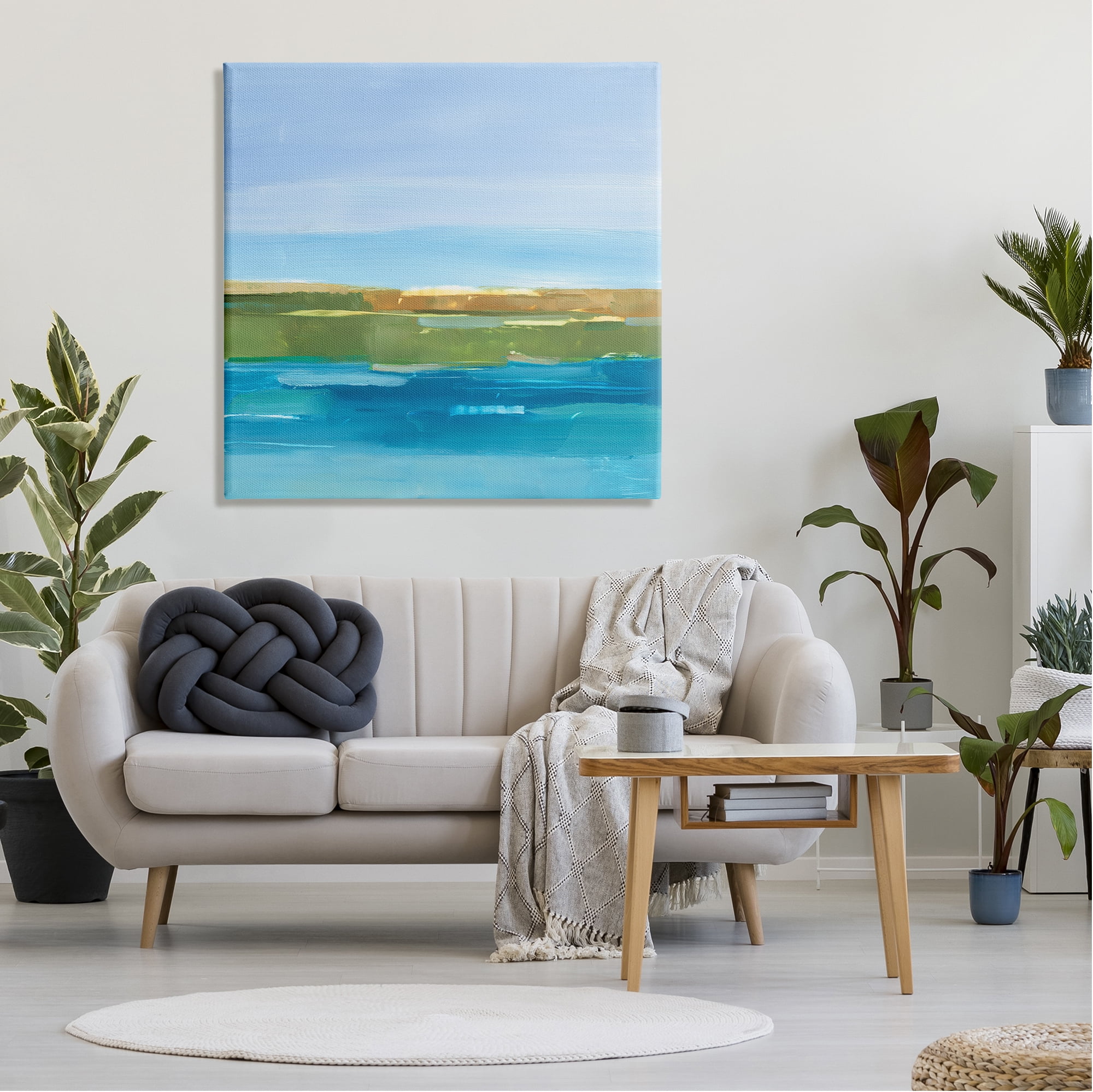 Stupell Industries Abstract Lake Scenery Abstract Painting Gallery Wrapped Canvas Print Wall Art, 36 x 36