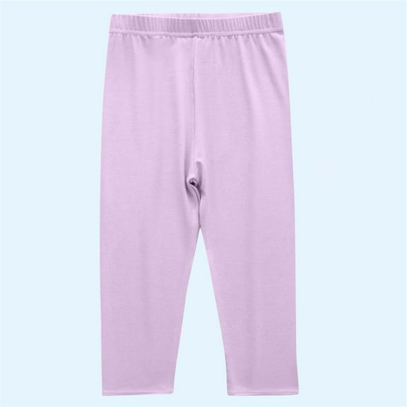 NAISIBABY Girls Capri Leggings 10-12T, Elastic Waist Cotton Soft Stretch Casual Active Basic Pants Purple(3-13T)