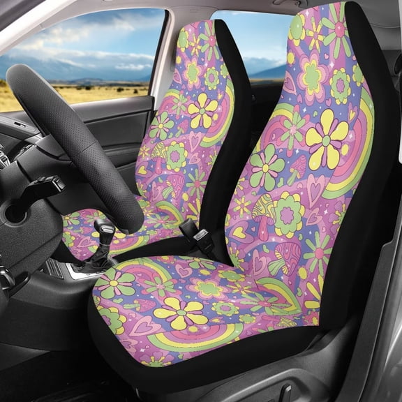 Binienty Womens Car Seat Covers Boho Hippie Front Seats Only Easy to Install Highback Seat Covers For Bucket Seats Universal for Most Cars SUV Truck